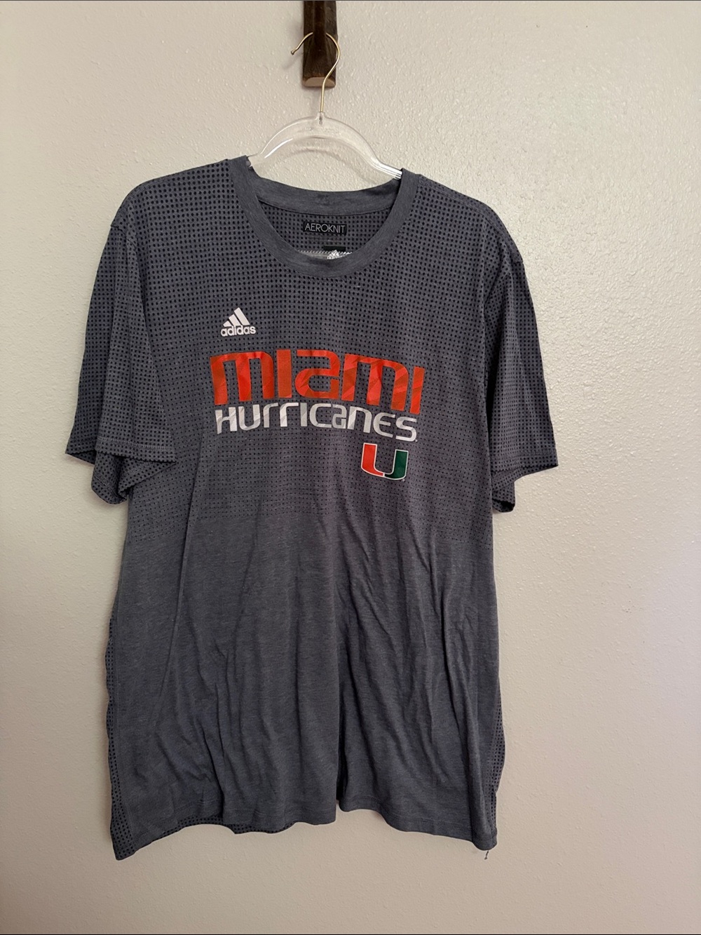 adidas Gray Miami Hurricanes Short Sleeve Tee -Size XXL